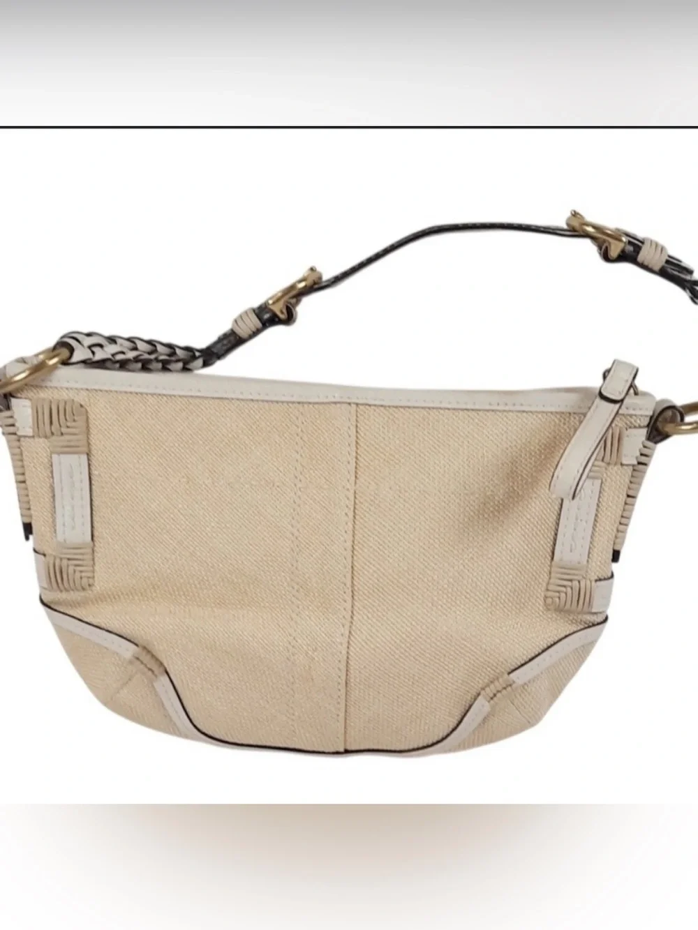Coach Vintage Soho Hobo Angora Straw leather Shoulder Bag 2005 Y2K (4710) EUC